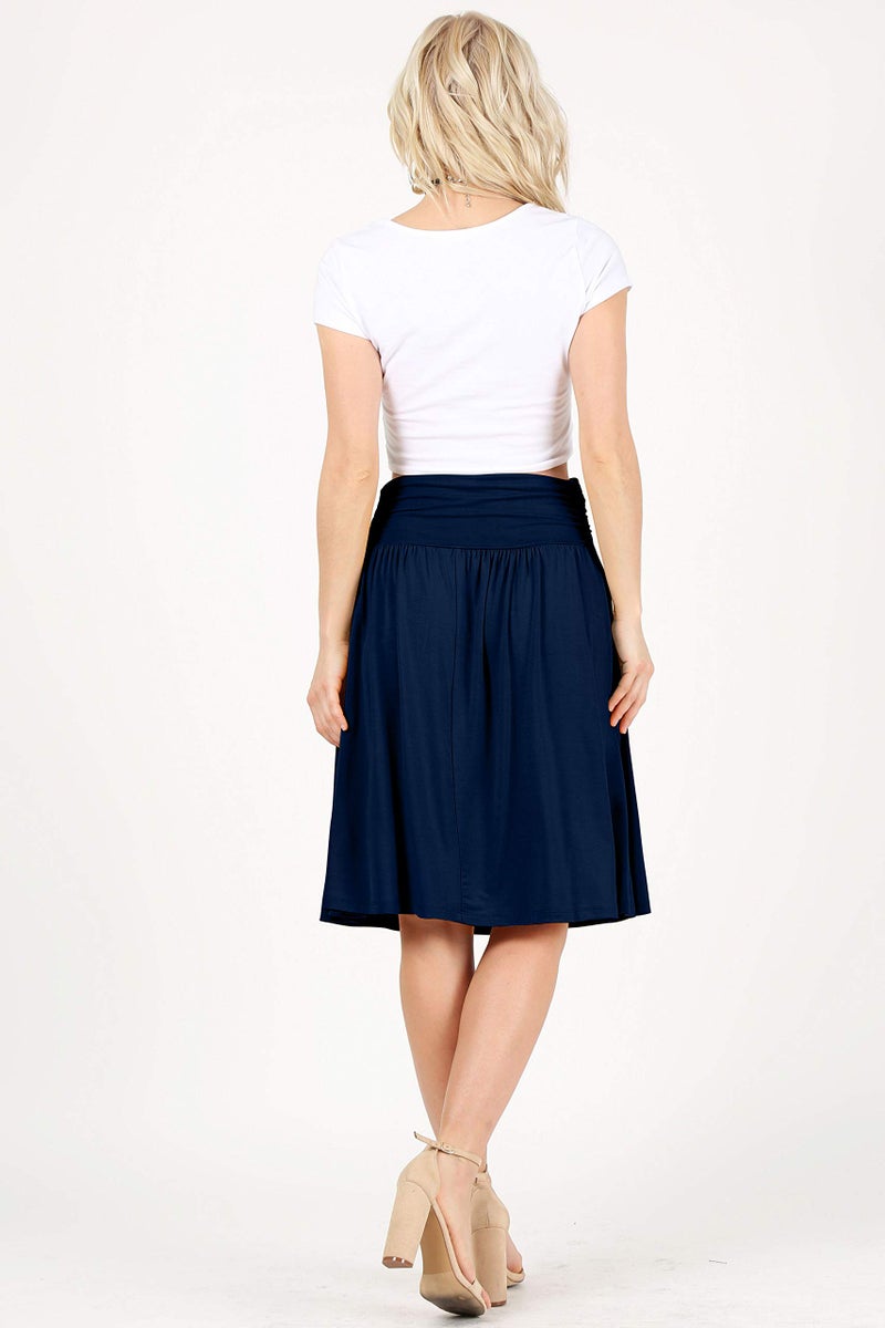 Simlu Navy Skirts for Women Knee Length Navy a Line Skirt Skirt with Side Pockets High Waisted Flowy Skirt Womens Skirts Navy Blue (Size Small, Navy Midnight) - Image 3